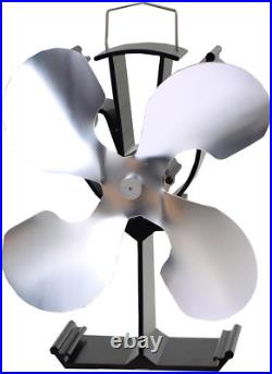 4blade Heat Powered Stove Fan For Wood / Log Burner/fireplace Eco Friendlysilve