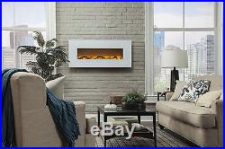 50 Electric Fireplace Wall Mounted White withHeat 400 sq ft Touchstone 80002