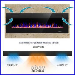 50''Electric Fireplace insert, Recessed&Wall-Mounted heater, Room Decor, remote