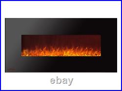 50 Inch Black Wall Mounted Electric Fireplace Crystals Ignis Royal