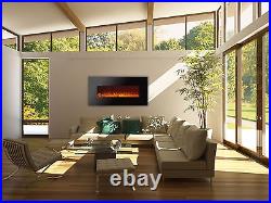 50 Inch Black Wall Mounted Electric Fireplace Crystals Ignis Royal