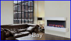 50 Inch Led Flames Modern Mantel Glass Wall Mounted Electric Fire Fireplace 2018