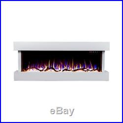 50 Inch Led Flames White Mantel Glass Wall Mounted Electric Fire Fireplace 2018