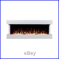 50 Inch Led Flames White Mantel Glass Wall Mounted Electric Fire Fireplace 2018