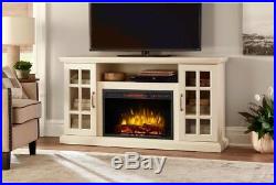 59 in. Freestanding Infrared Electric Fireplace TV Stand Aged White Heater