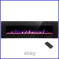 60 Electric Fireplace, Recessed&Wall Mounted, Ultra Thin$Low Noise, Remote Control