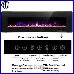 60 Electric Fireplace, Recessed&Wall Mounted, Ultra Thin$Low Noise, Remote Control