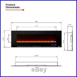 60 Ultra-slim LED Wall-mount Electric Fireplace With 9 Color Ambiance Options