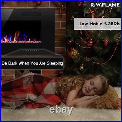 60 Wall Mounted Electric Fireplace Recesse Heat Ultra Low Noise Remote LED Flam