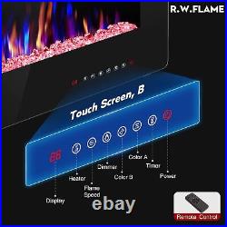 60 Wall Mounted Electric Fireplace Recesse Heat Ultra Low Noise Remote LED Flam