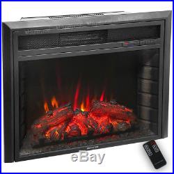 750With1500W Embedded 28 Electric Fireplace Insert Heater Glass Log Adjust Flame