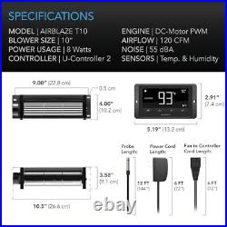 AIRBLAZE T10, Universal Fireplace Blower Fan Kit 10 with Temperature