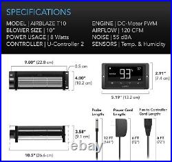 AIRBLAZE T10, Universal Fireplace Blower Fan Kit 10 with Temperature and Spe