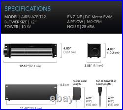 AIRBLAZE T12, Universal Fireplace Blower Fan Kit 12 with Temperature and Spe