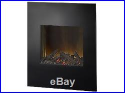 Adam Alexis Glass Wall Mounted Electric Fire in Black, 18 Inch, Log Bed