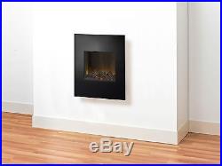 Adam Alexis Glass Wall Mounted Electric Fire in Black, 18 Inch, Log Bed