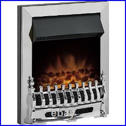 Adam Blenheim Chrome Inset Electric Fire Coal Heater Heating Real Flame Effect