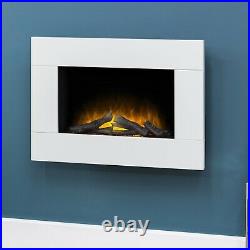 Adam Carina White Wall Mounted Electric Fire Suite Stove Fire Heater Remote