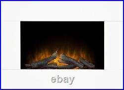 Adam Carina White Wall Mounted Electric Fire Suite Stove Fire Heater Remote