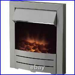 Adam Colorado Brushed Inset Electric Fire Coal Heater Heating Real Flame Effect