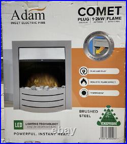 Adam Comet Brushed Steel Inset Electric Fire
