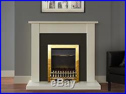 Adam Fireplace Suite in Cream with Blenheim Electric Fire in Brass, 43 Inch