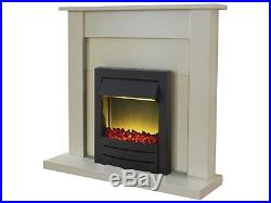 Adam Fireplace Suite in Cream with Colorado Electric Fire in Black, 43 Inch