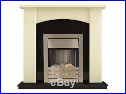 Adam Fireplace Suite in Cream with Electric Fire in Brushed Steel, 39 Inch