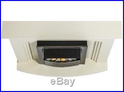 Adam Fireplace Suite in Cream with Electric Fire in Brushed Steel, 41 Inch