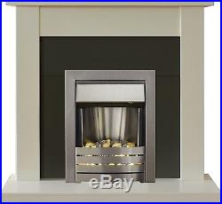 Adam Fireplace Suite in Cream with Electric Fire in Brushed Steel, 43 Inch