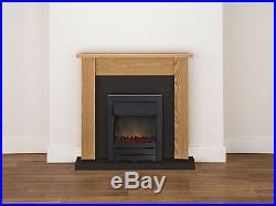 Adam Fireplace Suite in Oak and Black with Electric Fire in Black, 43 Inches