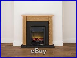 Adam Fireplace Suite in Oak and Black with Electric Fire in Black, 43 Inches