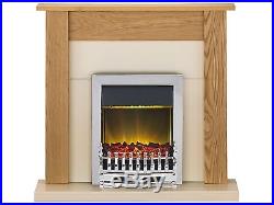 Adam Fireplace Suite in Oak with Blenheim Electric Fire in Chrome, 43 Inch