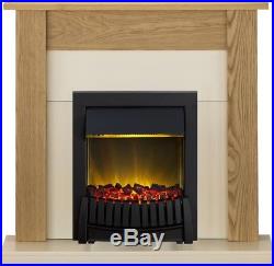 Adam Fireplace Suite in Oak with Elise Electric Fire in Black, 43 Inch