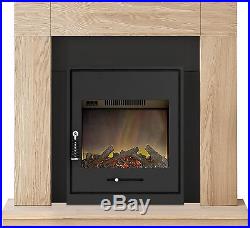 Adam Fireplace Suite in Oak with Inset Electric Stove in Black, 39 Inch