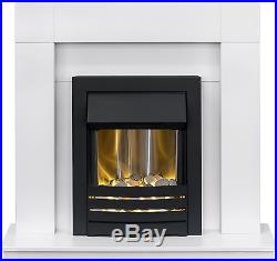 Adam Fireplace Suite in Pure White with Electric Fire in Black, 39 Inch