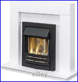 Adam Fireplace Suite in Pure White with Electric Fire in Black, 39 Inch