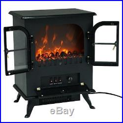Adjustable Wood Stove Electric Fireplace Portable Space Heater Fan Flame 1500W