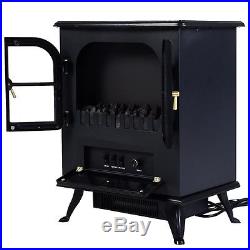 Adjustable Wood Stove Electric Fireplace Portable Space Heater Fan Flame 1500W