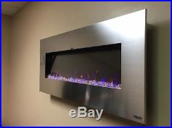 AudioFlare 50 electric fireplace, 3 colors, Bluetooth audio. Hang or recess