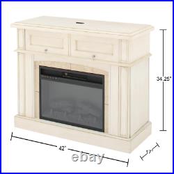 Bellevue Park 42 In. Mantel Console Infrared Electric Fireplace In Antique White