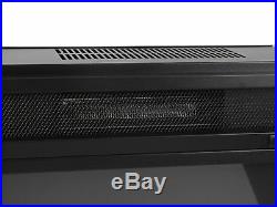 Black 28'' Embeded Insert Fireplace Heater Fan Adjust Log Flame Glass Timer Set