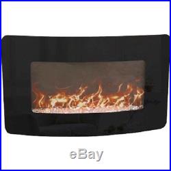 Black Electric Fireplace Wall Mount Heated Led Remote Color Flame 24,35,50 Inch