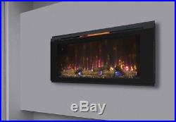Black Electric Fireplace Wall Mount Large 50 Heater Screen Color Changing Flame