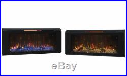 Black Electric Fireplace Wall Mount Large 50 Heater Screen Color Changing Flame