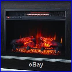 Black Mantel Console Infrared Electric Fireplace Room Heater TV Stand Storage