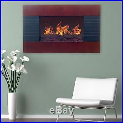 Brown Electric Fireplace with Wall Mount & Remote 35 x 22 Inch 1500W