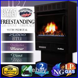 Buck Stove 1127 Vent-Free 22 NG/LP Gas Stove with Blower & Pedestal 25,000 BTU