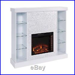 CFP12969 WHITE Mosaic Tiled Curio Fireplace ELECTRIC FIREPLACE WITH REMOTE