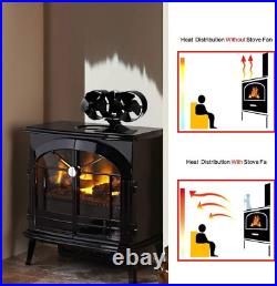 CRSURE Wood Stove Fan, 8 Blades Double Motors Fireplace Fan, Dual Fan for Heater